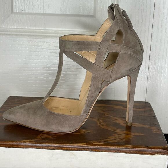 Alejandro Ingelmo Closed Pointed Toe Suede Leather Strappy Heels Size 36.5 / 6.5 - Picture 6 of 15